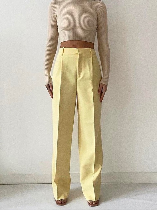 Zara Pants - Zara Yellow smart wide leg trousers